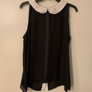Beautiful Rhinestone Collar Blouse XLP By Metaphor